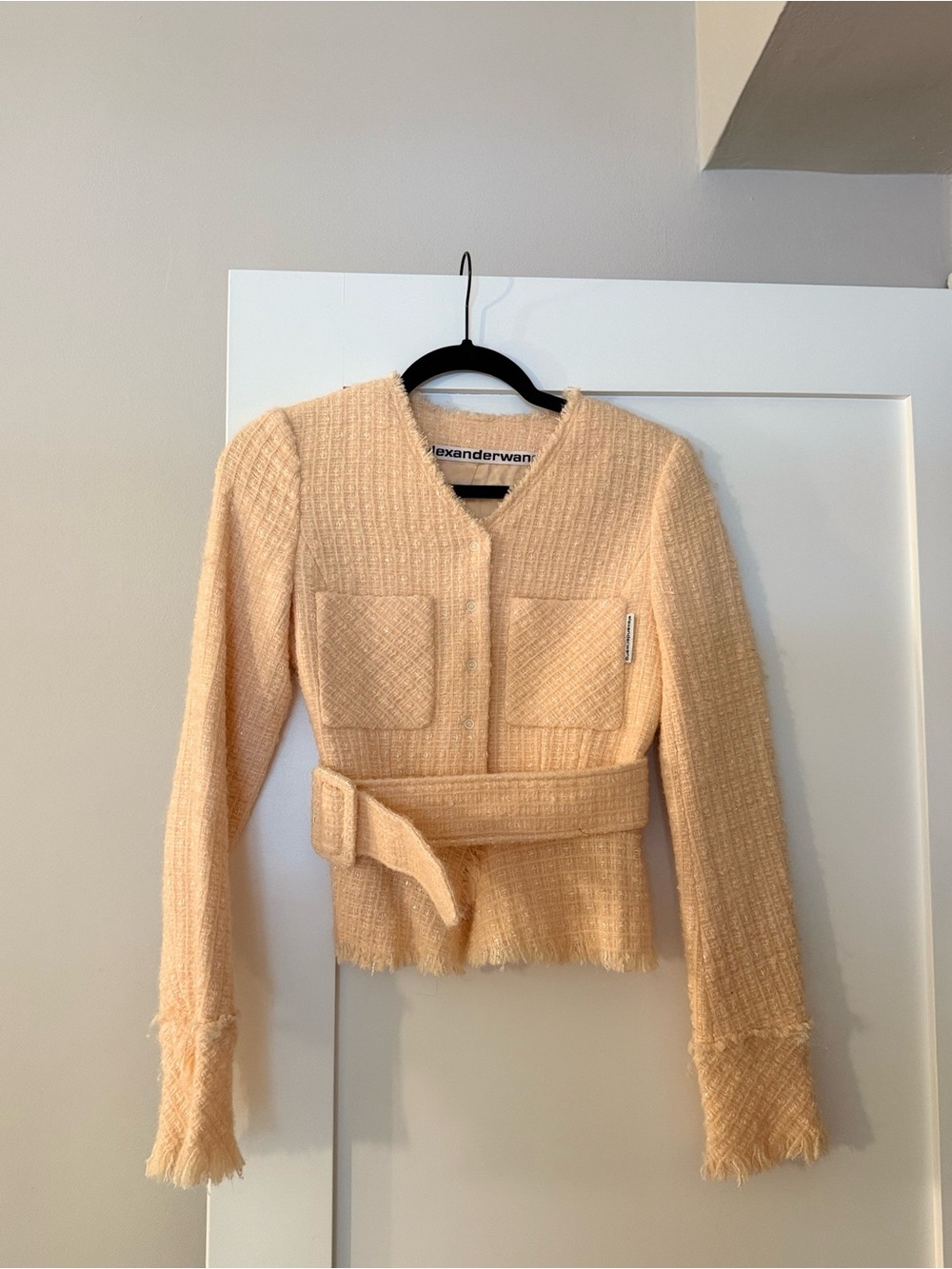 Alexander Wang Peach Bouclé Tweed Jacket
